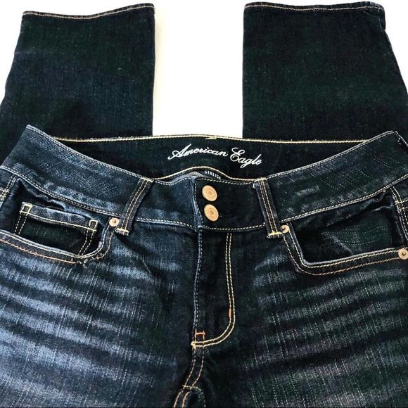 American Eagle Outfitters Dark Blue Straight Leg Jeans - Picture 4 of 9